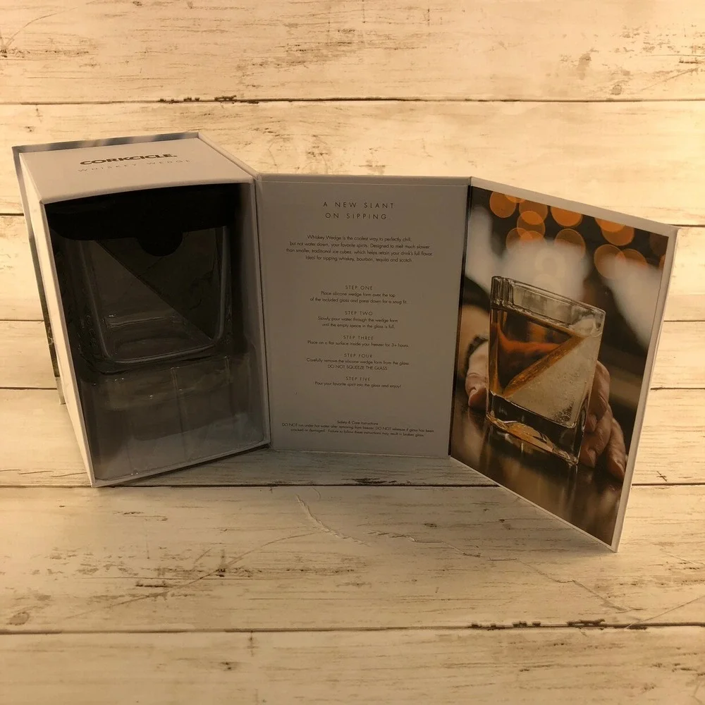 2 Pack Corkcicle Whiskey Wedge Glass with Silicone Ice Form New in Box Set of 2 - Picture 3 of 5